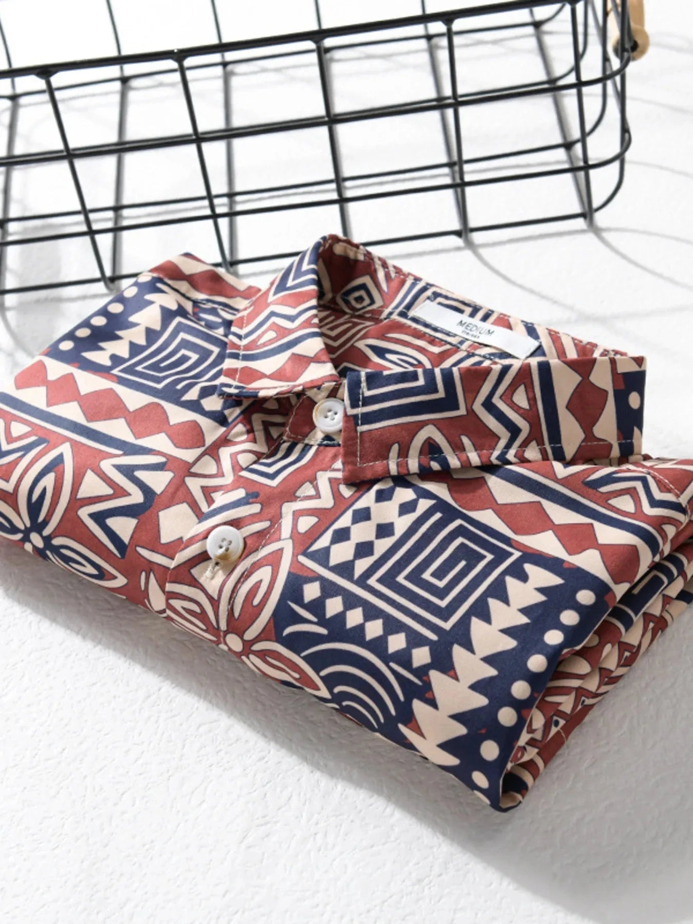 Men's Plus Size Printed Button Up Short Sleeve Shirt