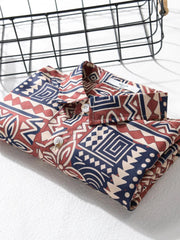 Men's Plus Size Printed Button Up Short Sleeve Shirt