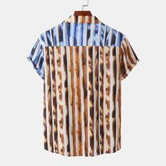 Men's Plus Size Printed Button Up Short Sleeve Shirt