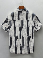 Men's Plus Size Printed Button Up Short Sleeve Shirt