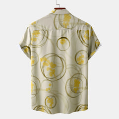 Men's Plus Size Printed Button Up Short Sleeve Shirt