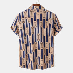 Men's Plus Size Printed Button Up Short Sleeve Shirt