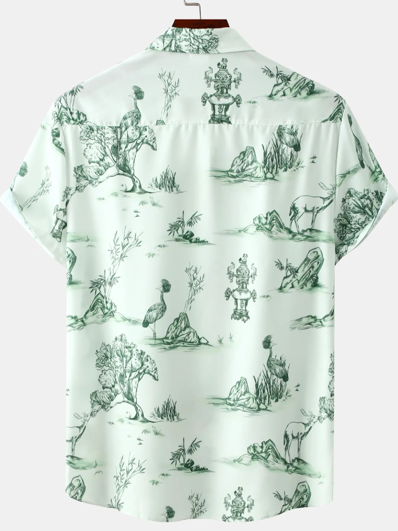 Men's Plus Size Printed Short Sleeve Button-Up Shirt