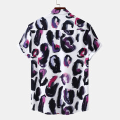 Men's Plus Size Printed Short Sleeve Button-Up Shirt
