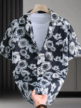 Men's Plus Size Printed Short Sleeve Casual Shirt Black / M
