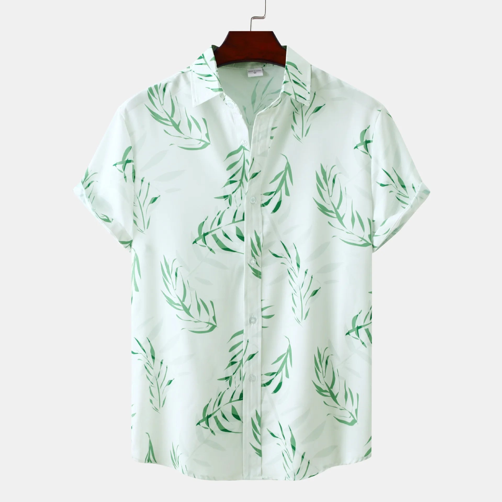Men's Plus Size Printed Short Sleeve Casual Shirt Gum Leaf / M