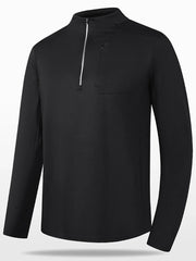 Men's Plus Size Quarter-Zip Active Long Sleeve T-Shirt Black / M