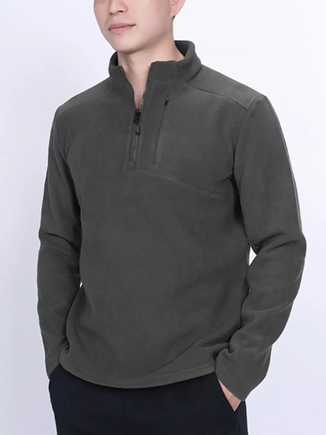 Men's Plus Size Quarter-Zip Fleece Sweatshirt