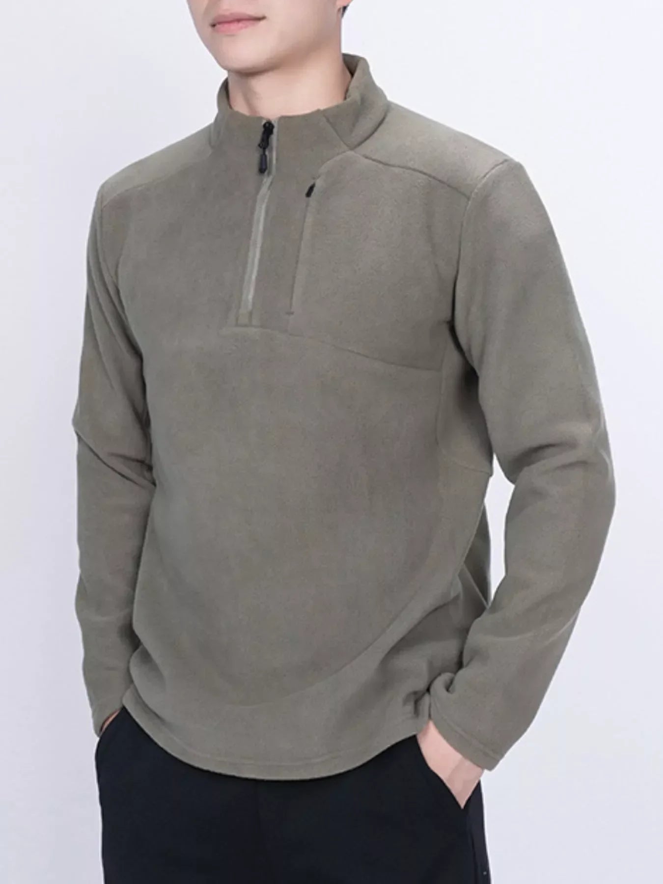 Men's Plus Size Quarter-Zip Fleece Sweatshirt Mocha / M