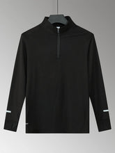 Men's Plus Size Quarter Zip Long Sleeve Active T-Shirt Black / M