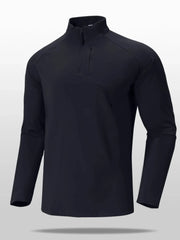 Men's Plus Size Quarter Zip Long Sleeve top Black / M