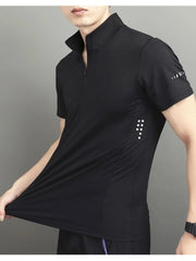 Men's Plus Size Quarter-Zip Short Sleeve Top