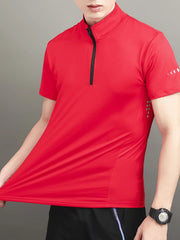 Men's Plus Size Quarter-Zip Short Sleeve Top