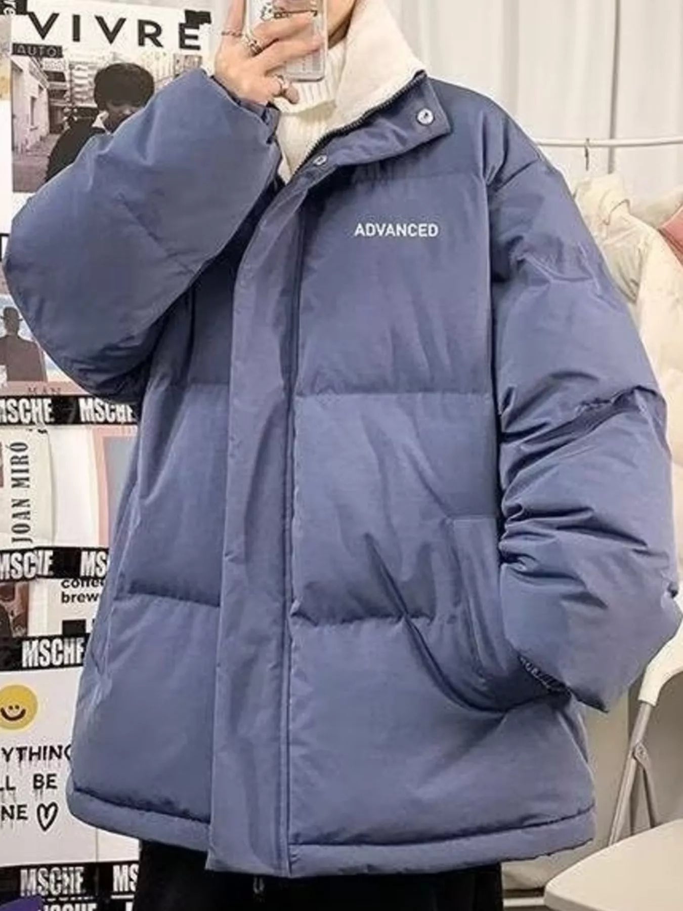 Men's Plus Size Quilted Snap Down Puff Jacket