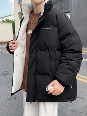 Men's Plus Size Quilted Snap Down Puff Jacket Black / M