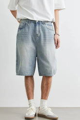 Men's Plus Size Relaxed Fit Wash Denim Shorts Blue / M