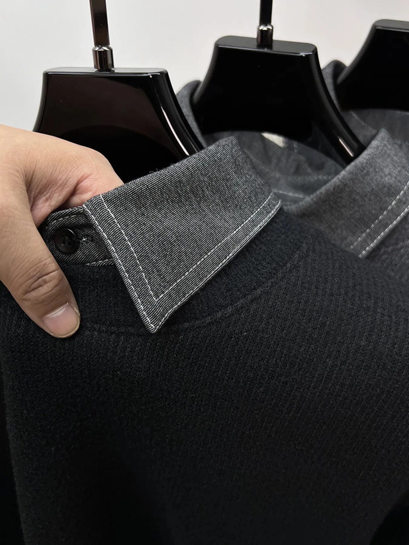 Men's Plus Size Ribbed Knit Collared Neck Sweater
