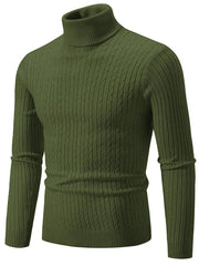 Men's Plus Size Ribbed Turtleneck Long Sleeve Sweater Army Green / M