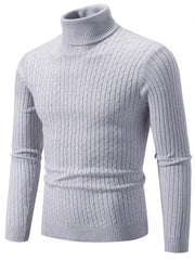 Men's Plus Size Ribbed Turtleneck Long Sleeve Sweater Grey / M