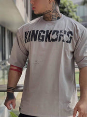 Men's Plus Size Round Neck Half Sleeve T-Shirt Gray / M