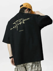 Men's Plus Size Round Neck Letter Graphic T-Shirt
