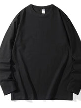 Men's Plus Size Round Neck Long Sleeve T-Shirt Black / M