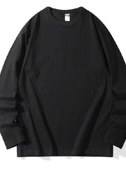 Men's Plus Size Round Neck Long Sleeve T-Shirt Black / M