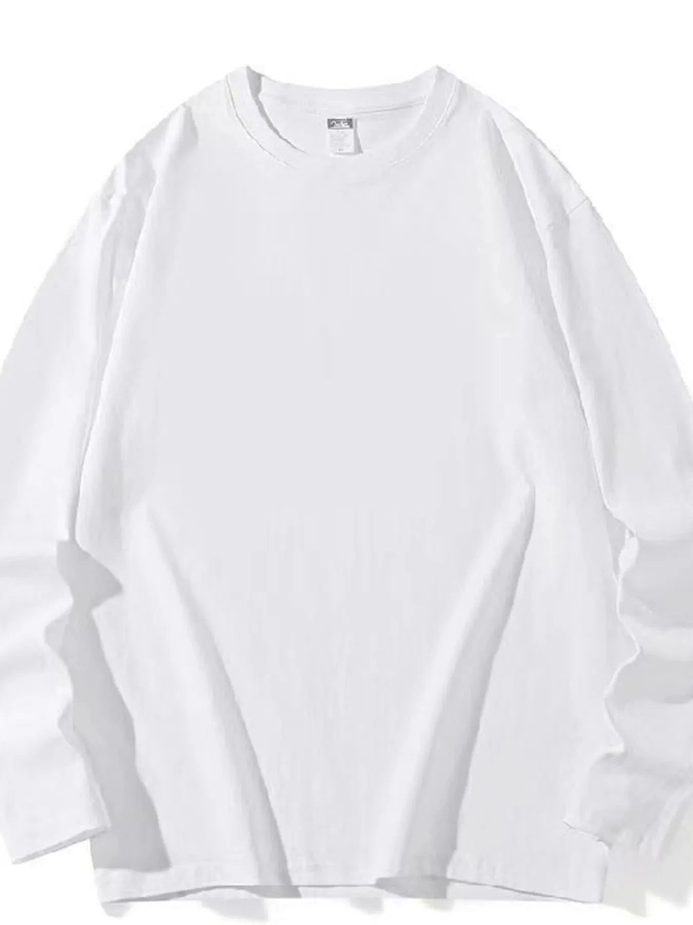 Men's Plus Size Round Neck Long Sleeve T-Shirt White / M