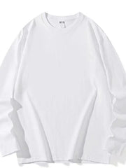Men's Plus Size Round Neck Long Sleeve T-Shirt White / M