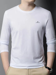 Men's Plus Size Round Neck Long Sleeve T-Shirt White / M