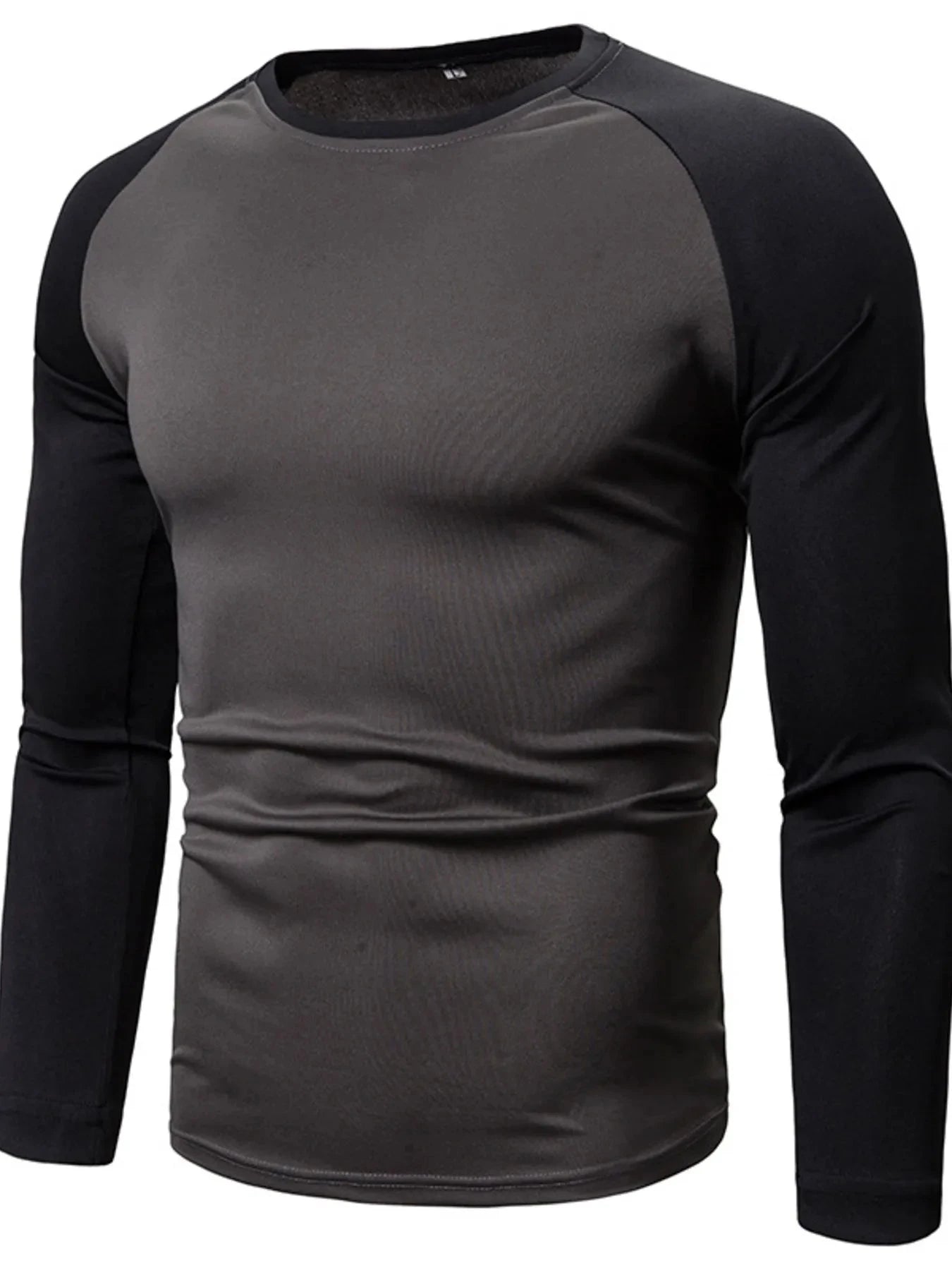 Men's Plus Size Round Neck Raglan Sleeve T-Shirt Dark Gray / M