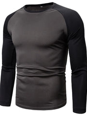 Men's Plus Size Round Neck Raglan Sleeve T-Shirt Dark Gray / M