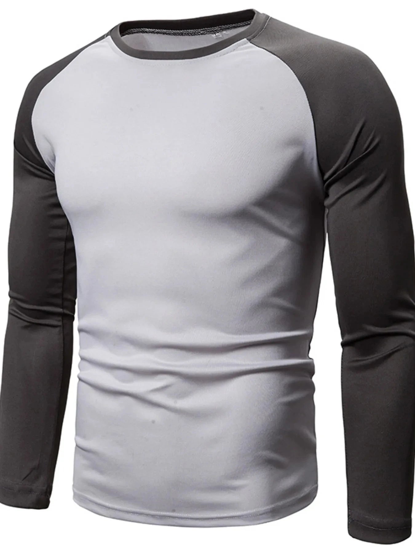 Men's Plus Size Round Neck Raglan Sleeve T-Shirt Light Gray / M
