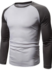 Men's Plus Size Round Neck Raglan Sleeve T-Shirt Light Gray / M