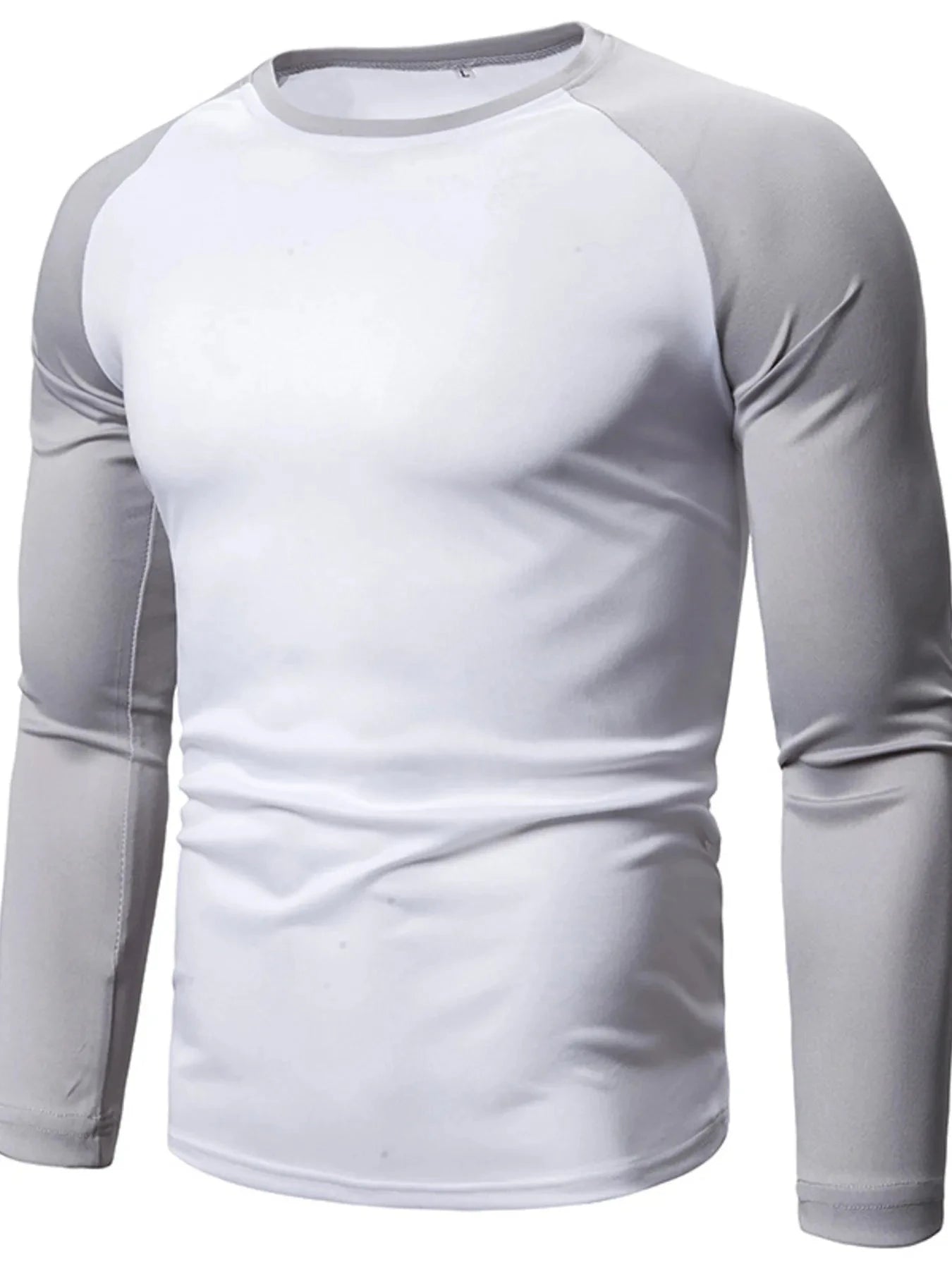 Men's Plus Size Round Neck Raglan Sleeve T-Shirt White / M