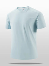 Men's Plus Size Round Neck Short Sleeve Active T-Shirt Light Blue / M