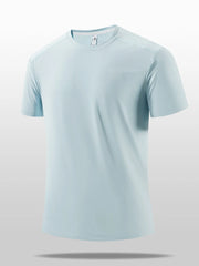 Men's Plus Size Round Neck Short Sleeve Active T-Shirt Light Blue / M