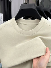 Men's Plus Size Round Neck Short Sleeve T-Shirt Apricot / M