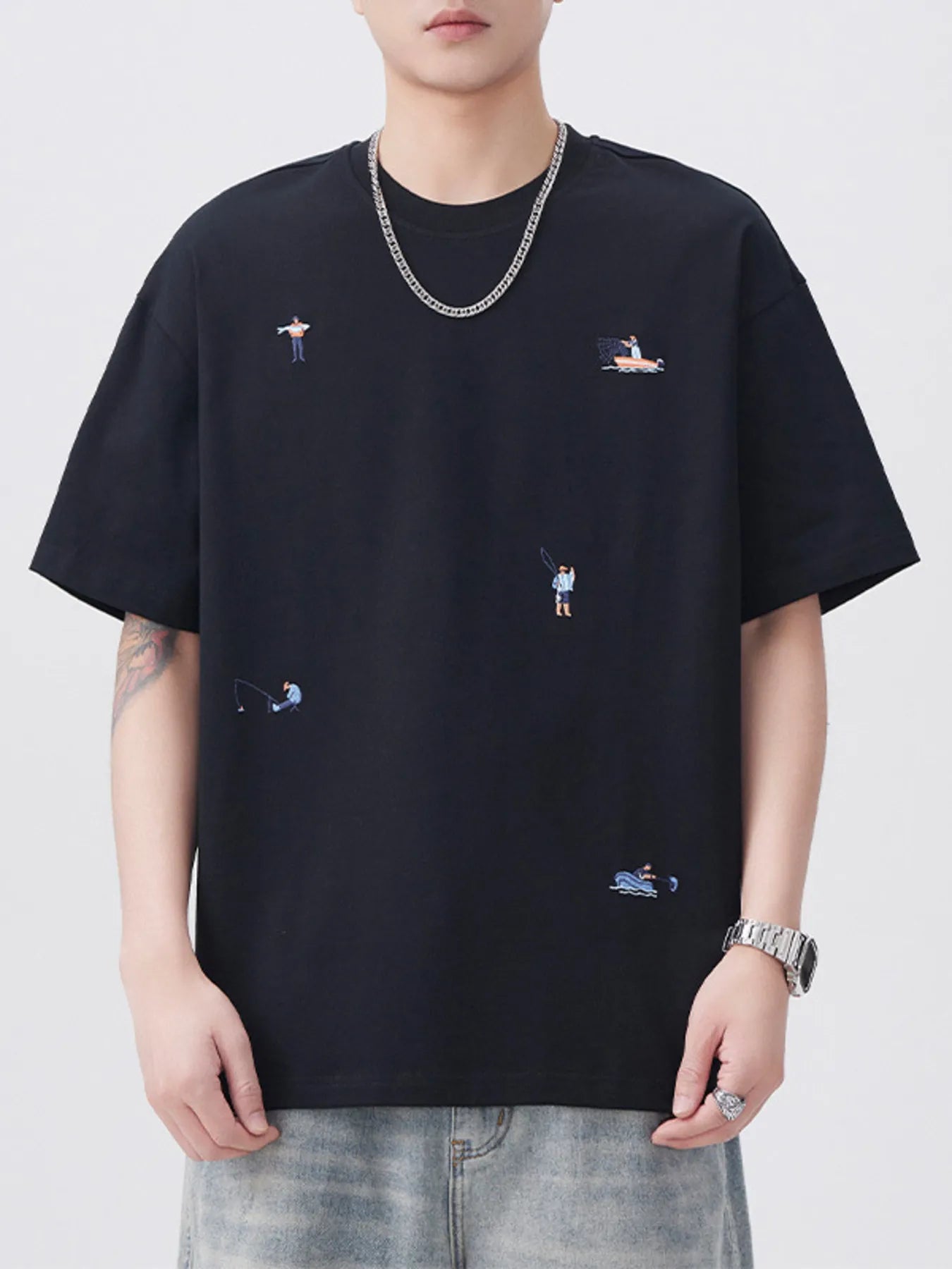 Men's Plus Size Round Neck Short Sleeve T-Shirt Black / M