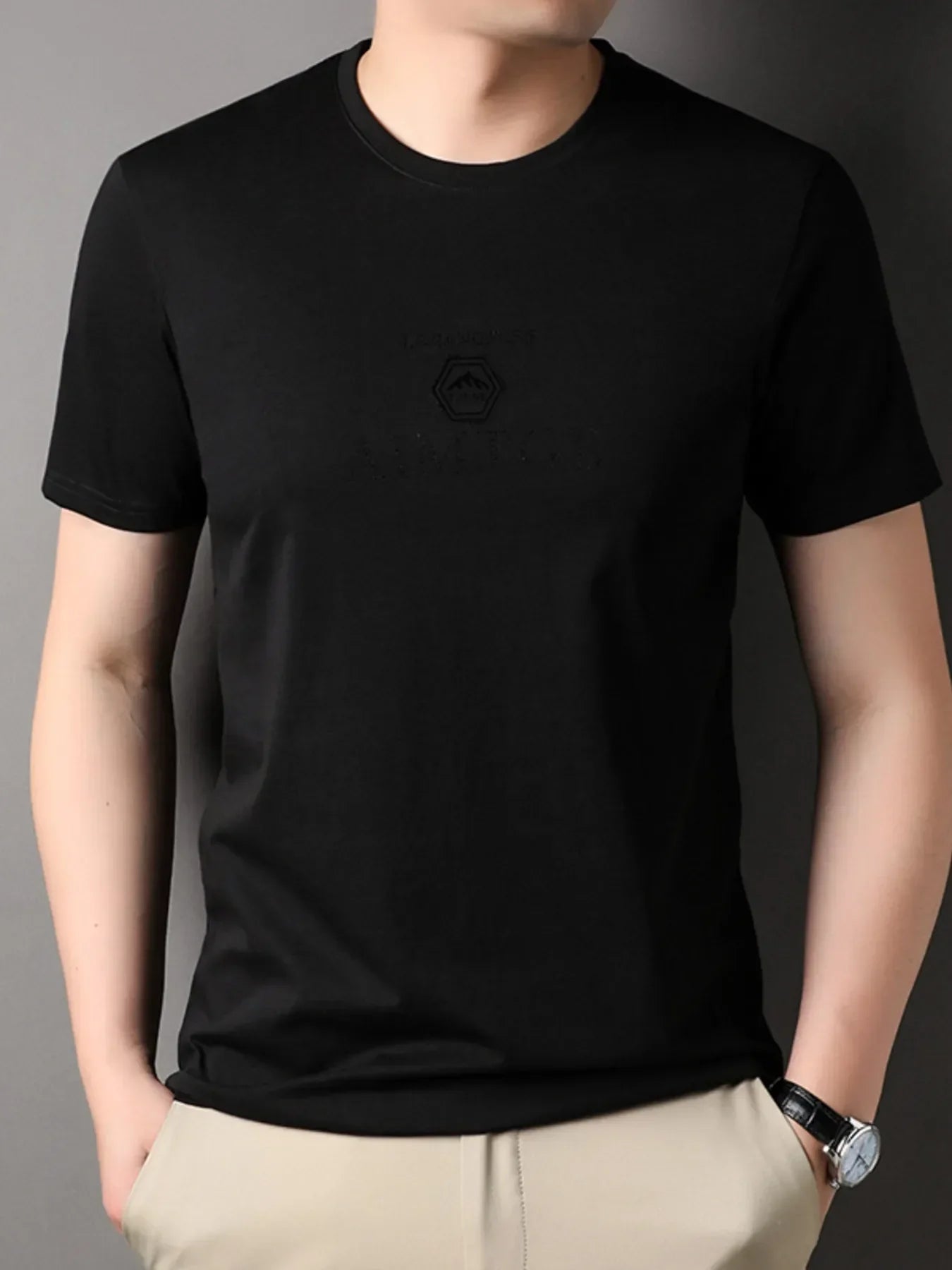 Men's Plus Size Round Neck Short Sleeve T-Shirt Black / M