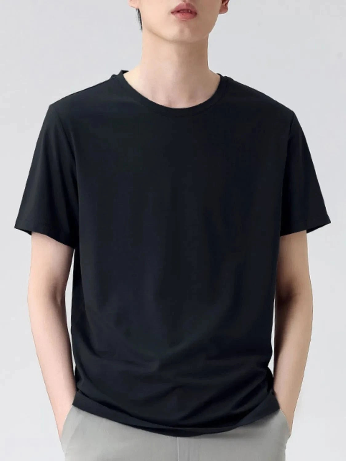 Men's Plus Size Round Neck Short Sleeve T-Shirt Black / M