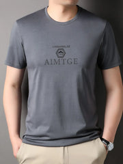 Men's Plus Size Round Neck Short Sleeve T-Shirt Dark Gray / M