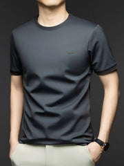 Men's Plus Size Round Neck Short Sleeve T-Shirt Dark Gray / M