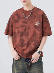 Men's Plus Size Round Neck Short Sleeve T-Shirt Dark Red / M