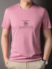 Men's Plus Size Round Neck Short Sleeve T-Shirt Dusty Pink / M