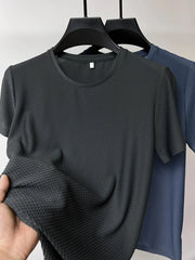 Men's Plus Size Round Neck Short Sleeve T-Shirt Gray / 165/M