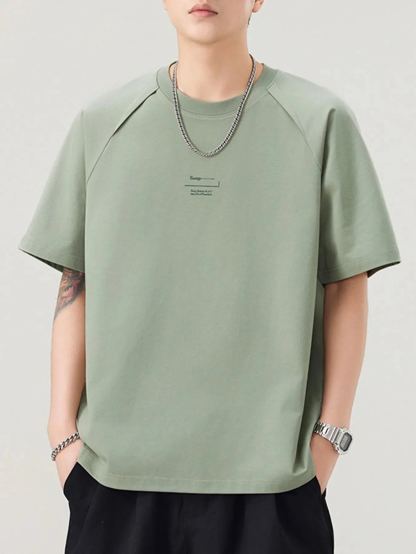 Men's Plus Size Round Neck Short Sleeve T-Shirt Gray Green / M