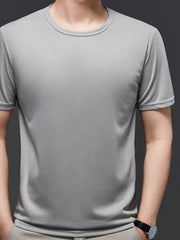 Men's Plus Size Round Neck Short Sleeve T-Shirt Gray / M