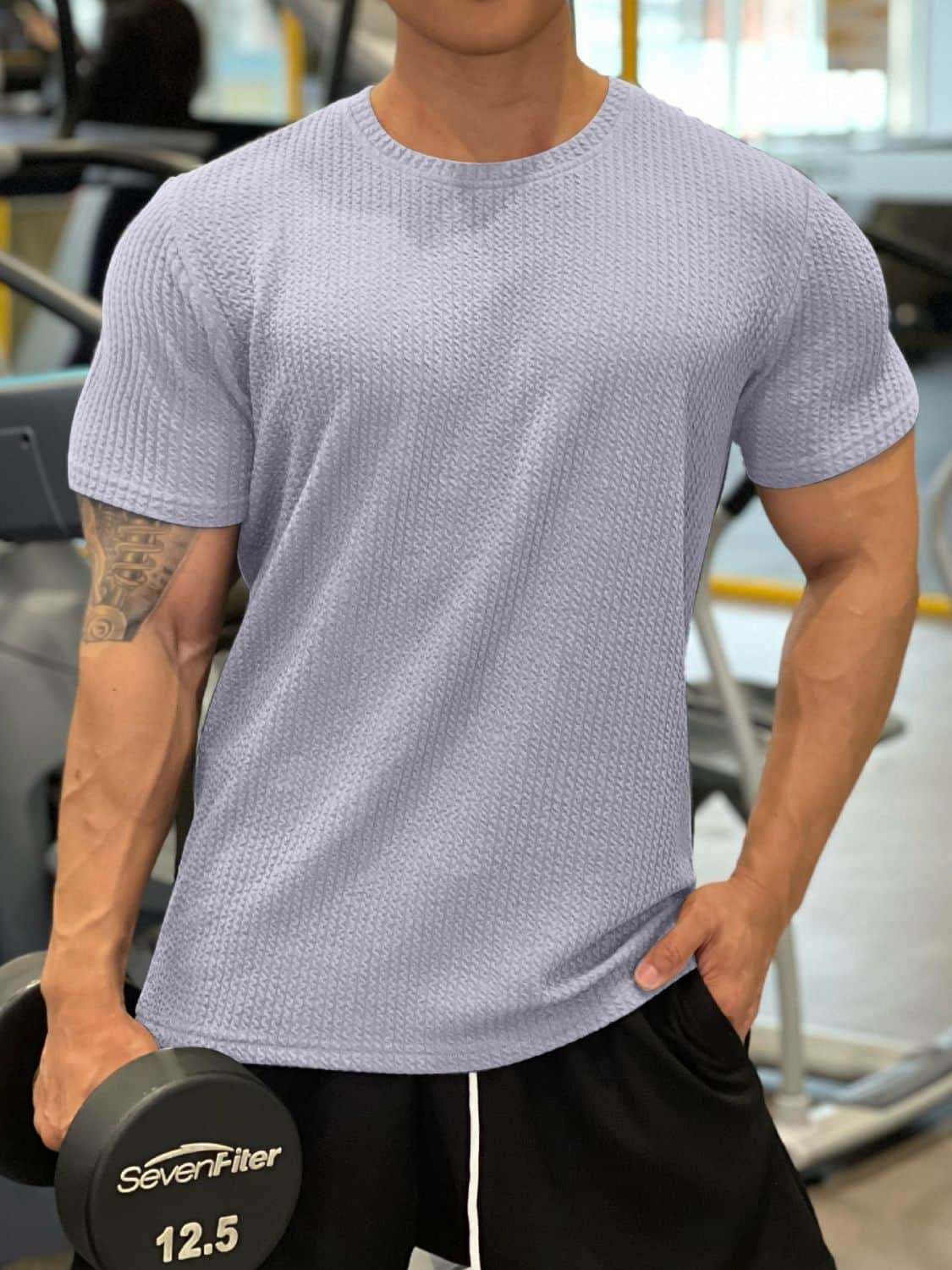 Men's Plus Size Round Neck Short Sleeve T-Shirt Gray / M