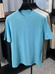 Men's Plus Size Round Neck Short Sleeve T-Shirt Light Blue / M